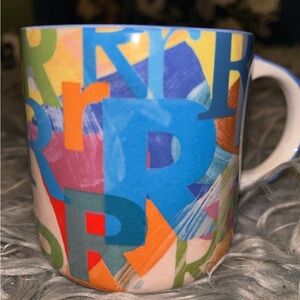 Anthropologie Lottie Monogram "R" Ceramic Mug Anthropologie Multicolored Mug